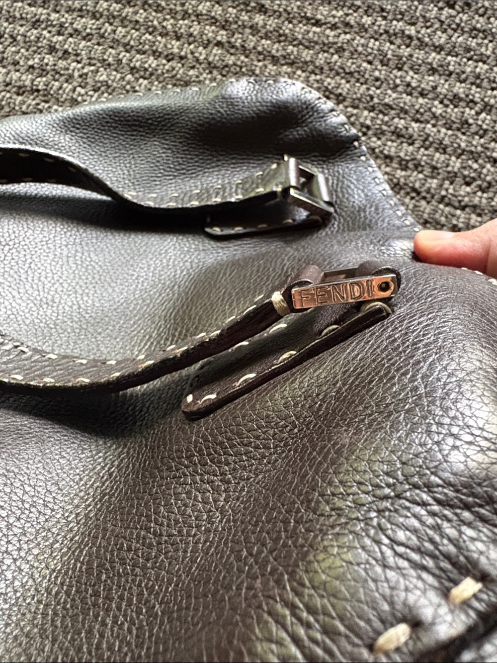 Fendi Dark Brown Brown Leather Top-Handle Purse - Picture 9 of 12